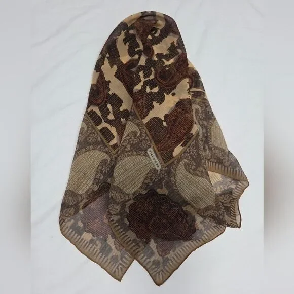 Coach Sheer Silk Chiffon Paisley Scarf - Picture 2 of 7